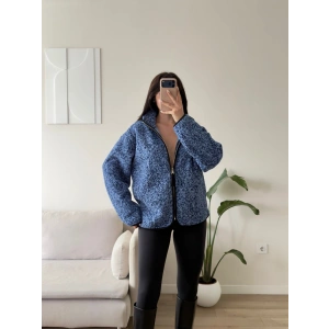 Premium Kırçıllı Oversize Ceket - MAVİ