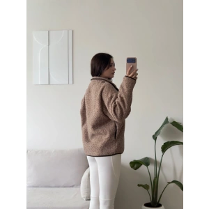 Premium Kırçıllı Oversize Ceket - TABA