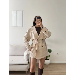 Premium Kuşaklı Trenç - BEJ