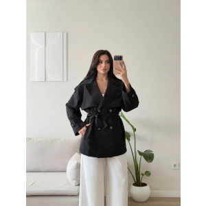 Premium Kuşaklı Trenç - SİYAH
