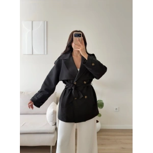 Premium Kuşaklı Trenç - SİYAH