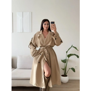 Premium Kuşaklı Trençkot - BEJ
