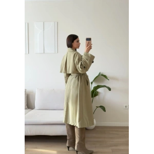 Premium Kuşaklı Trençkot - HAKİ
