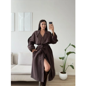 Premium Kuşaklı Trençkot - KAHVE