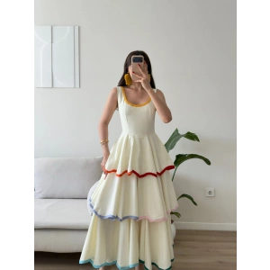Premium Renkli Katlı Elbise