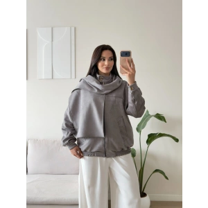 Premium Şal Detay Süet Bomber - GRİ