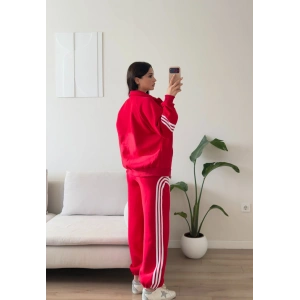 Premium Şerit Detay Eşofman Takımı - KIRMIZI