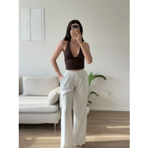 Puantiyeli Palazzo Pantolon - BEYAZ