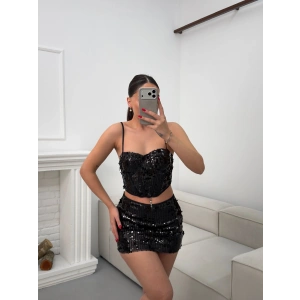 Pul Payetli İkili Takım - SİYAH