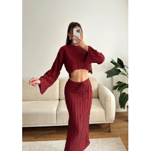 Salaş Crop & Etekli Takım - BORDO
