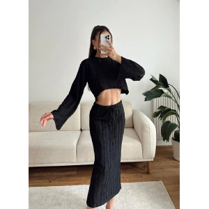 Salaş Crop & Etekli Takım - SİYAH