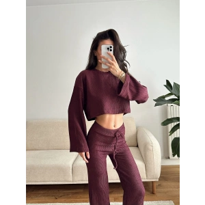 Salaş Crop & Pantolon Takım - MÜRDÜM