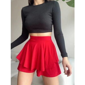 Salaş Sandy Şort Etek-KIRMIZI