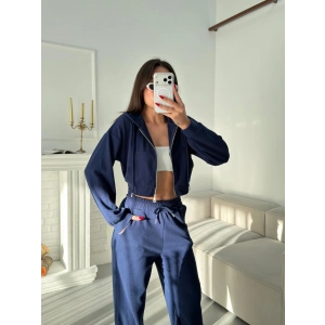 Selanik Crop Hırkalı Takım - LACİVERT