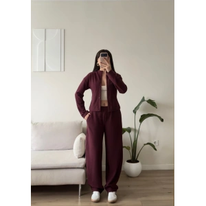 Selanik Düğmeli İkili Takım - BORDO