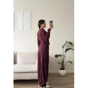 Selanik Düğmeli İkili Takım - BORDO