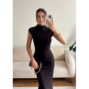 Sıfır Kol Balıkçı Elbise - SİYAH