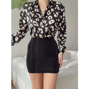 Simli Şort Etek - SİYAH