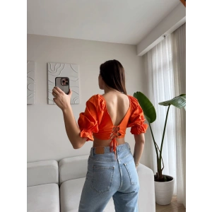Sırt Bağcıklı Karpuz Kol Crop - TURUNCU