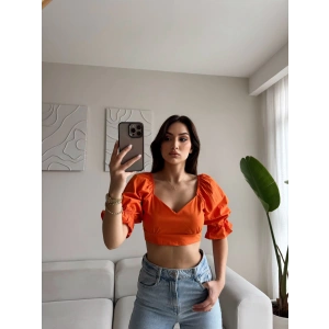 Sırt Bağcıklı Karpuz Kol Crop - TURUNCU
