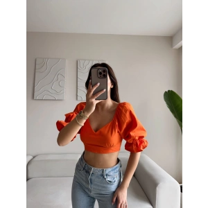 Sırt Bağcıklı Karpuz Kol Crop - TURUNCU