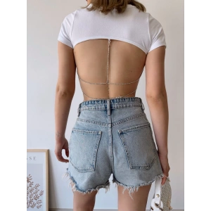 Sırt Dekolte Crop-BEYAZ