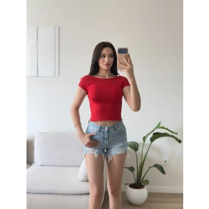 Sırt Dekolte Crop - KIRMIZI