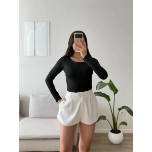 Sırt Dekolte Tokalı Bodysuit - SİYAH