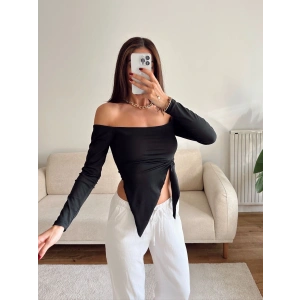 Straplez Yan Büzgü Crop - SİYAH