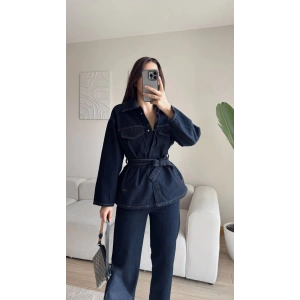 Premium Kuşaklı Denim Takım