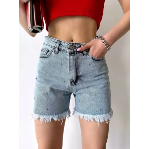 Taş Desen Kot Şort