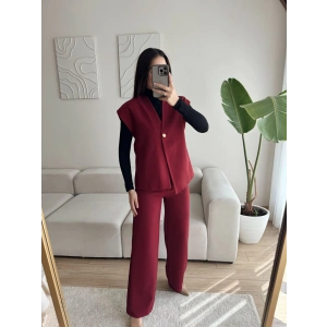 Tek Düğme Oversize İkili Takım - BORDO
