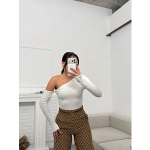 Tek Omuz Crop - BEYAZ