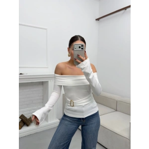 Tokalı Madonna Bluz - BEYAZ