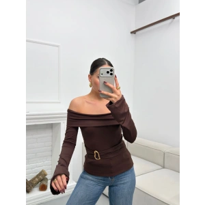 Tokalı Madonna Bluz - KAHVE