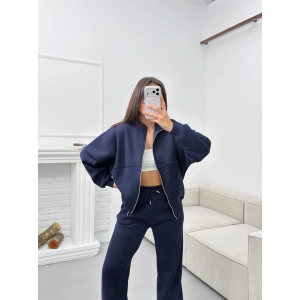 Üç İplik Bİyeli Eşofman Takımı - LACİVERT