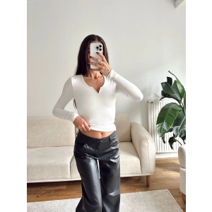 V Detay Sandy Bluz - BEYAZ