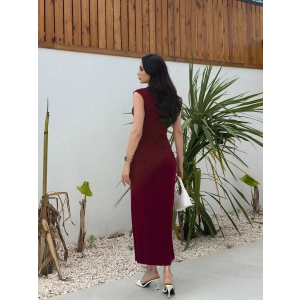 V Yaka Pencere Detay Elbise - BORDO