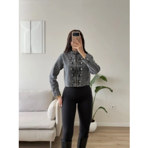 Vintage Düğmeli Denim Ceket - FÜME