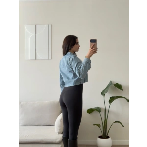 Vintage Düğmeli Denim Ceket - MAVİ