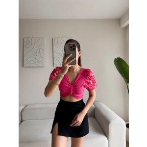 Vintage Karpuz Kol Crop - FUŞYA