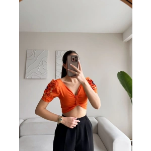 Vintage Karpuz Kol Crop - TURUNCU