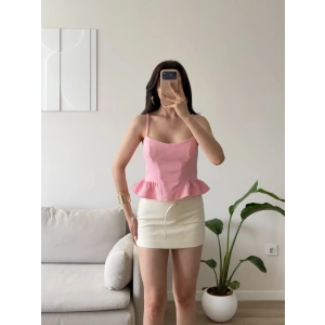 Volanlı Askılı Premium Büstiyer - PEMBE
