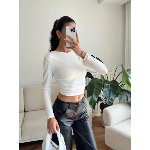 Yan Lastik Crop - BEYAZ