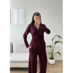 Yan Tokalı Kruvaze Takım - BORDO