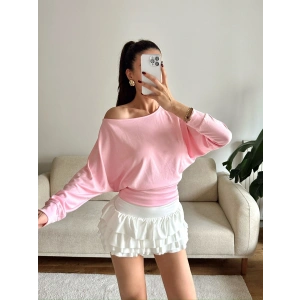 Yarasa Kayık Yaka Bluz - PEMBE