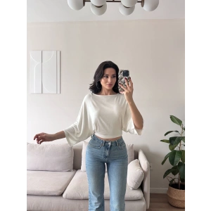 Yarasa Kol Modal Crop- BEYAZ