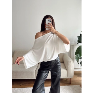 Yarasa Oversize Bluz - BEYAZ
