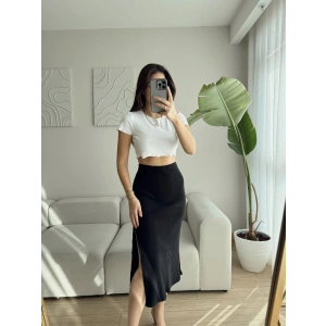 Yırtmaçlı Kaşkorse Etek - SİYAH