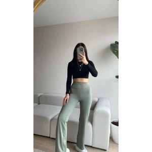 Yüksek Bel Palazzo Tayt -YEŞİL